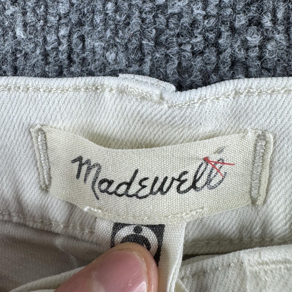 Madewell Perfect Vintage Wide-Leg Crop Jeans Womens 27P White Raw Hem Denim - Picture 4 of 11